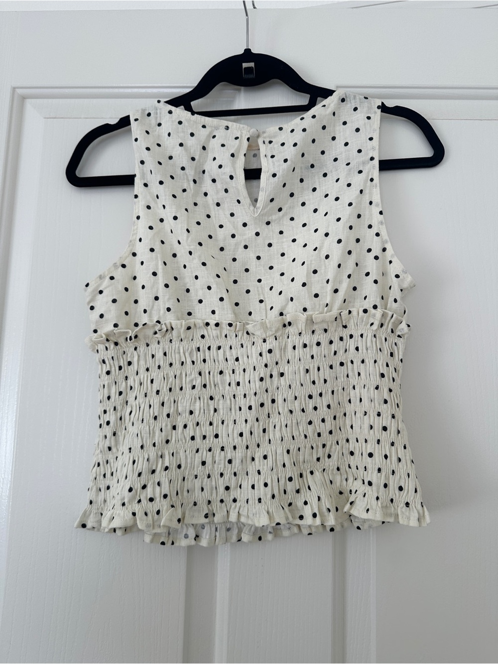 Princess Polly White Polka Dot Smocked Crop Top - Picture 3 of 4